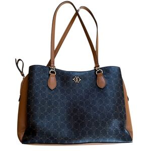 NANETTE LEPORE VEGAN LEATHER WOMENS DOUBLE HANDLE SHOULDER BAG PURSE LIKE NEW